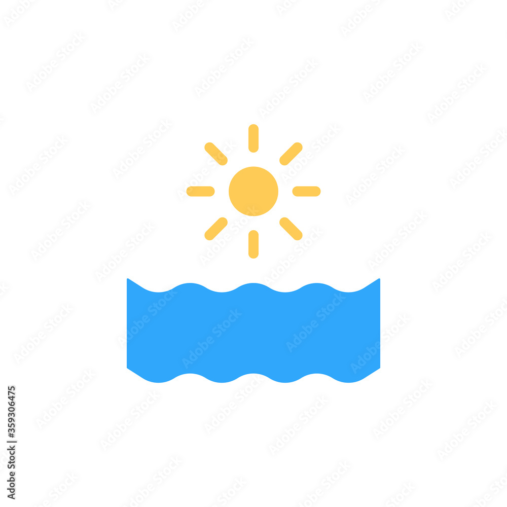 Poster sun, ocean icon. simple color vector elements of saving marine icons for ui and ux, website or mobil