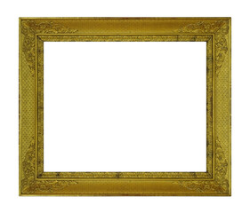 Golden frame for paintings, mirrors or photo isolated on white background