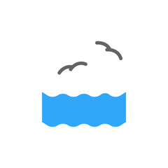 Birds, ocean icon. Simple color vector elements of saving marine icons for ui and ux, website or mobile application