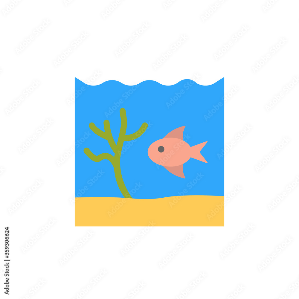Poster fish, seaweed, ocean icon. simple color vector elements of saving marine icons for ui and ux, websit