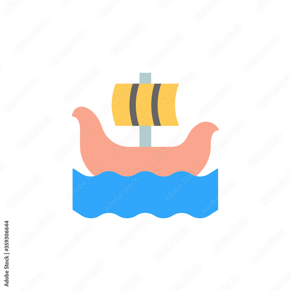 Poster viking, ship, ocean icon. simple color vector elements of saving marine icons for ui and ux, website