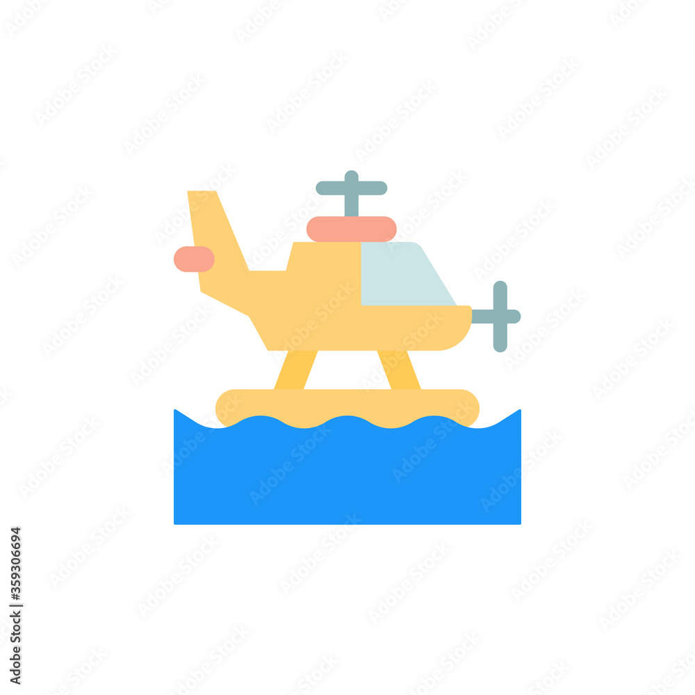 Poster helicopter, ocean icon. simple color vector elements of saving marine icons for ui and ux, website o