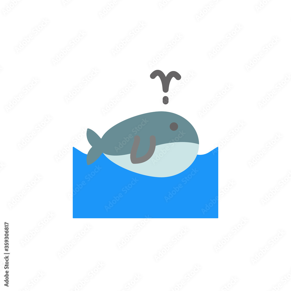 Poster whale, ocean icon. simple color vector elements of saving marine icons for ui and ux, website or mob