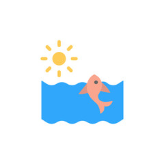 Fish, sun, ocean icon. Simple color vector elements of saving marine icons for ui and ux, website or mobile application