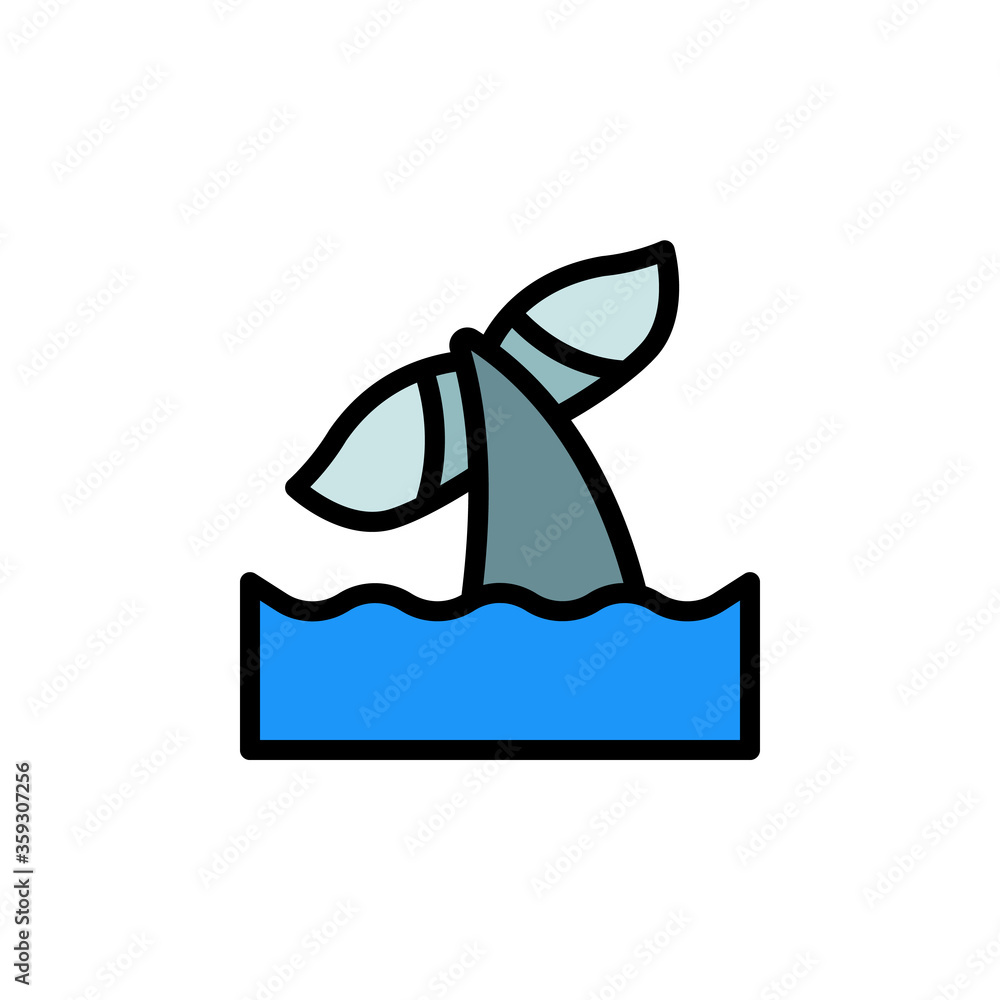 Poster whale, ocean icon. simple color with outline vector elements of saving marine icons for ui and ux, w