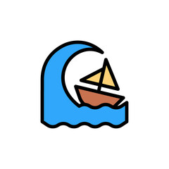 Storm, wave, boat, ocean icon. Simple color with outline vector elements of saving marine icons for ui and ux, website or mobile application