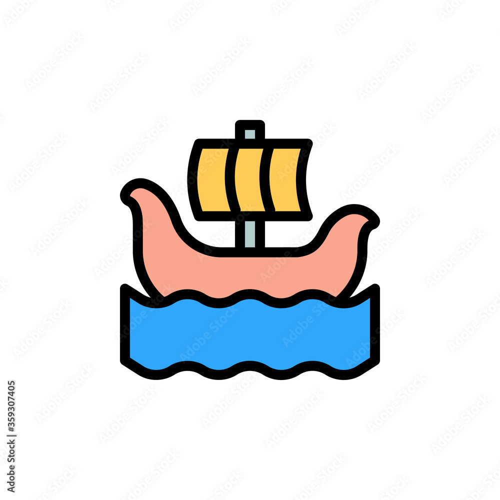 Poster viking, ship, ocean icon. simple color with outline vector elements of saving marine icons for ui an