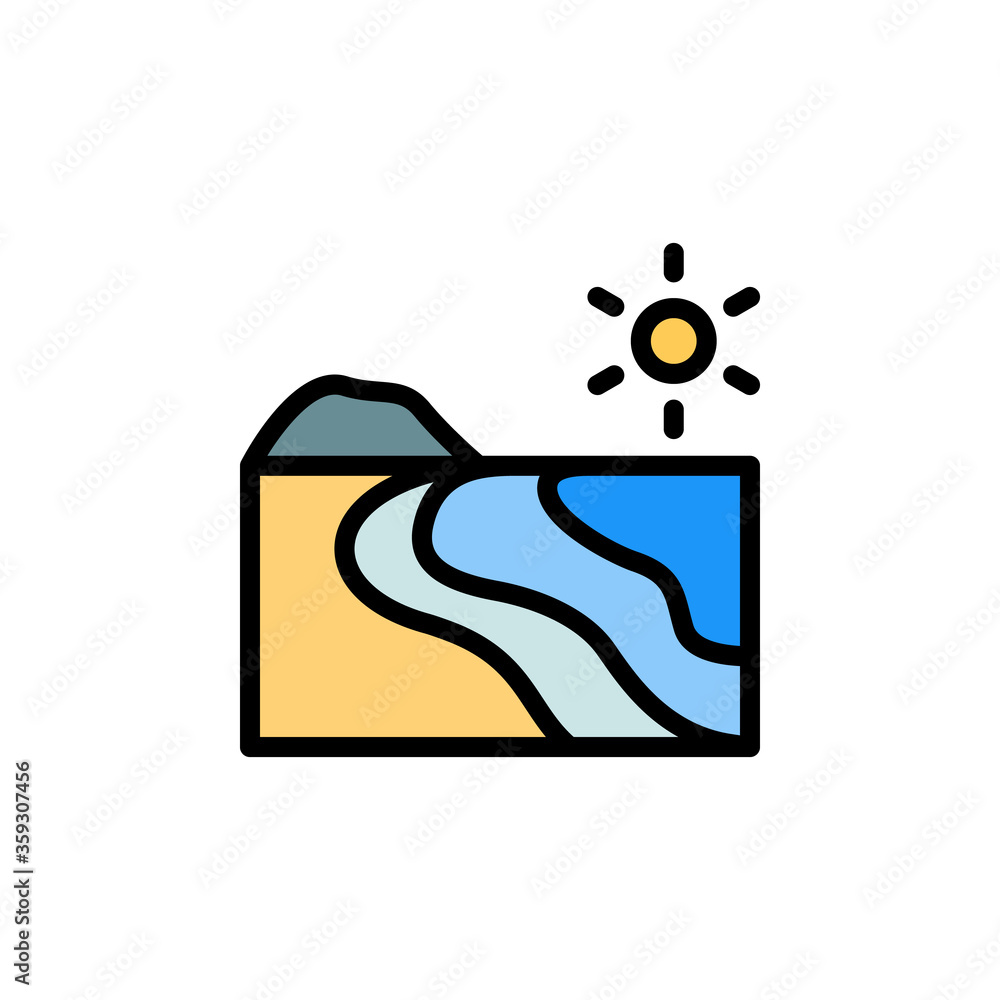 Poster beach, ocean icon. simple color with outline vector elements of saving marine icons for ui and ux, w