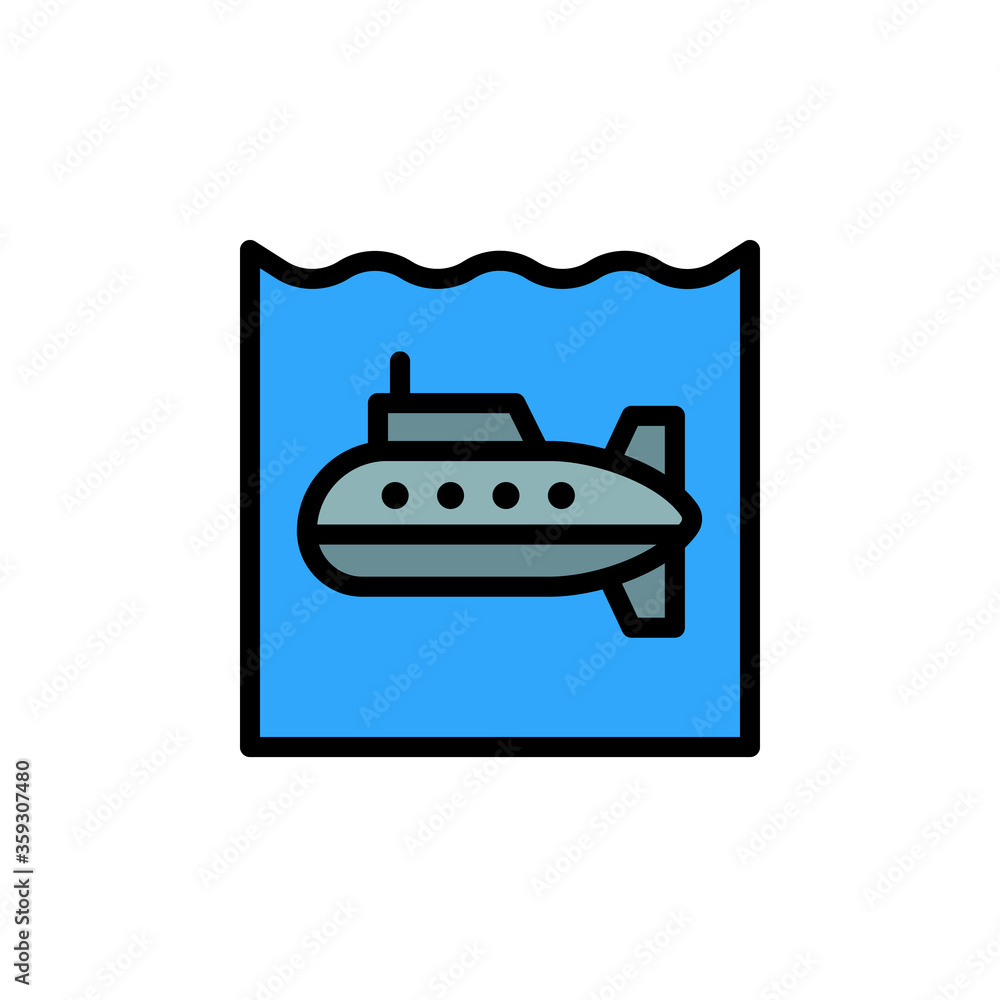 Poster submarine, ocean icon. simple color with outline vector elements of saving marine icons for ui and u