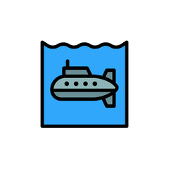 Submarine, ocean icon. Simple color with outline vector elements of saving marine icons for ui and ux, website or mobile application