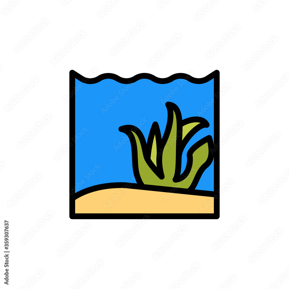 Poster seaweed, ocean icon. simple color with outline vector elements of saving marine icons for ui and ux,