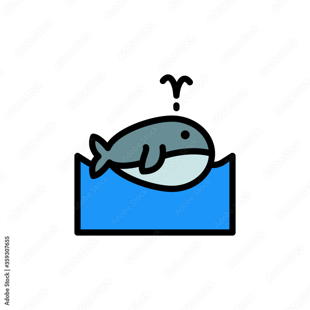 Poster whale, ocean icon. simple color with outline vector elements of saving marine icons for ui and ux, w