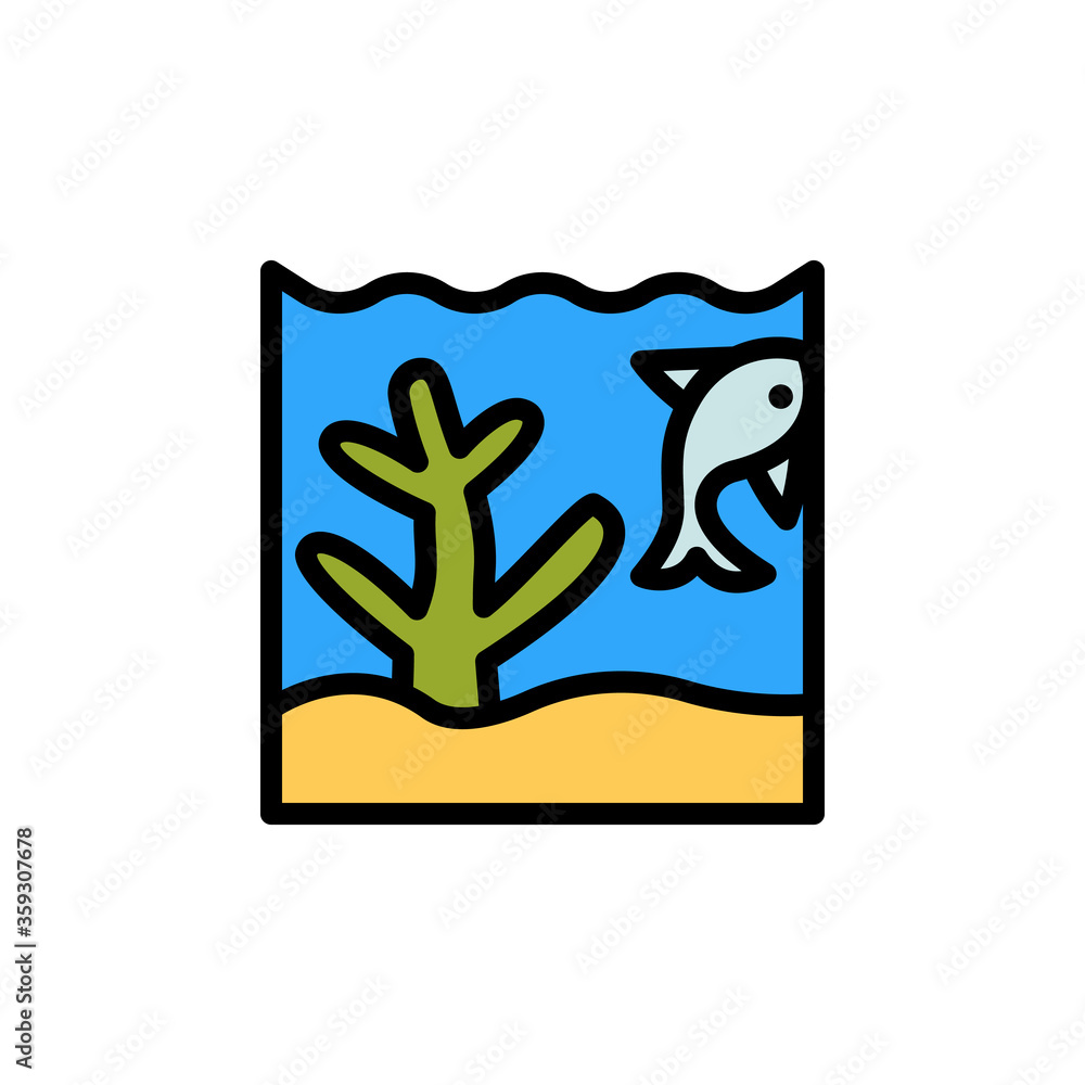Aufkleber coral, fish, ocean icon. simple color with outline vector elements of saving marine icons for ui and