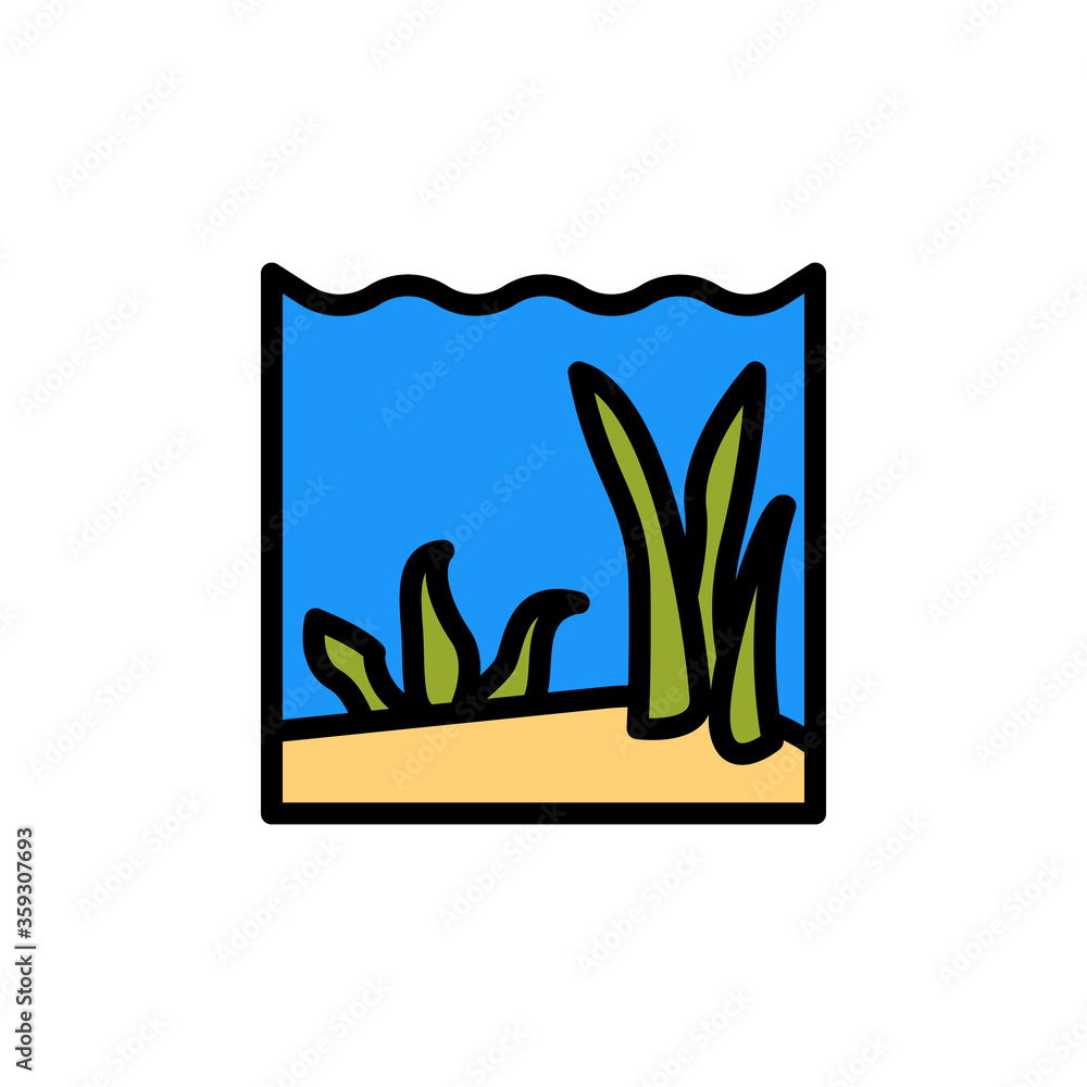 Poster seaweed, ocean icon. simple color with outline vector elements of saving marine icons for ui and ux,