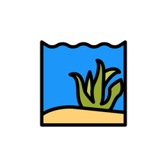 Seaweed, ocean icon. Simple color with outline vector elements of saving marine icons for ui and ux, website or mobile application