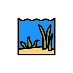 Seaweed, ocean icon. Simple color with outline vector elements of saving marine icons for ui and ux, website or mobile application