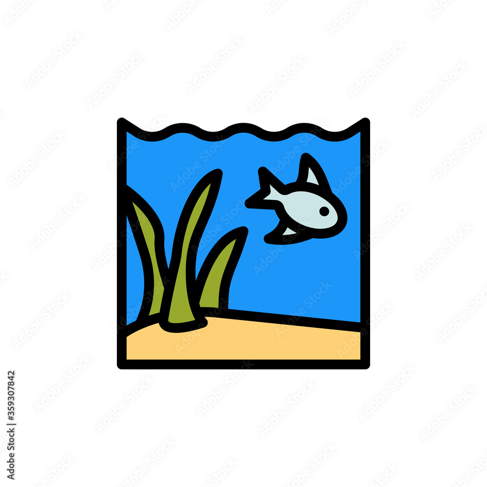Poster seaweed, fish, ocean icon. simple color with outline vector elements of saving marine icons for ui a