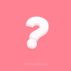 vector white 3d question mark icon
