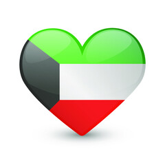 Kuwait Flag Heart Love Emoji Icon Object Symbol Gradient Vector Art Design Cartoon Isolated 