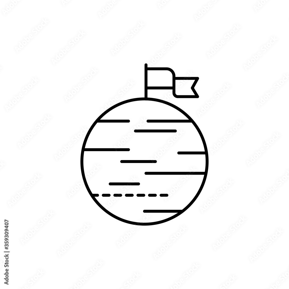 Poster planet, flag concept line icon. simple element illustration. planet, flag concept outline symbol des