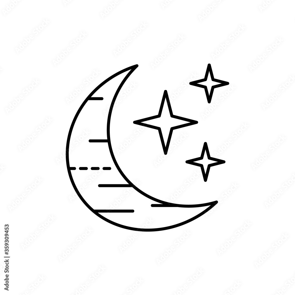 Poster moon, stars concept line icon. simple element illustration. moon, stars concept outline symbol desig