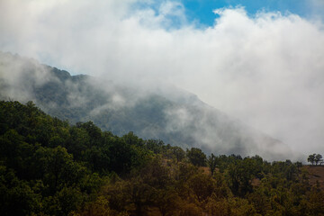 dense fog over the mountain
