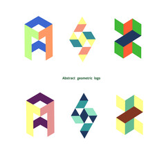 set abstract geometric logo on a white background