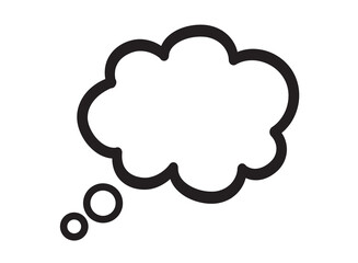 Think bubble isolated on white background. Trendy think bubble in flat style. Modern template for social network and label. Creative thought balloon. Cloud line art, vector illustration
