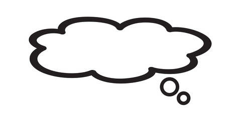 Think bubble isolated on white background. Trendy think bubble in flat style. Modern template for social network and label. Creative thought balloon. Cloud line art, vector illustration