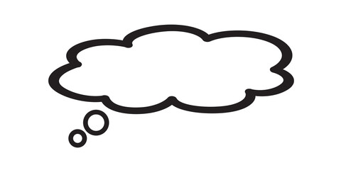 Think bubble isolated on white background. Trendy think bubble in flat style. Modern template for social network and label. Creative thought balloon. Cloud line art, vector illustration