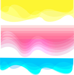 Wavy frame design element. Decor for brochure, logo, banner, flyer. Color wave, curve line. Vector design. Yellow, red, blue color.