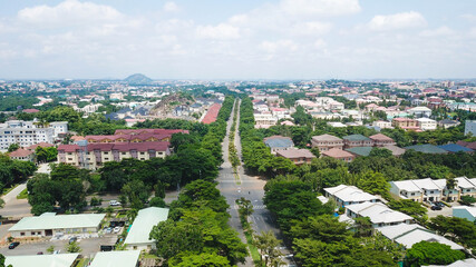Fototapeta na wymiar Beautiful aerial view of Abuja city landscape 