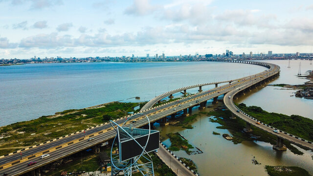 Aerial landscape view of Third mainland bridge Lagos Nigeria