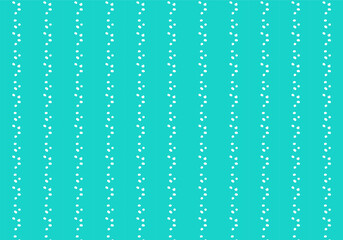 Random white dots in vertical stripes on turquoise background. Seamless pattern vector. Cute and colorful abstract texture.