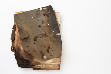 Old ancient book. Yellowed paper from time to time. Decrepit notebook