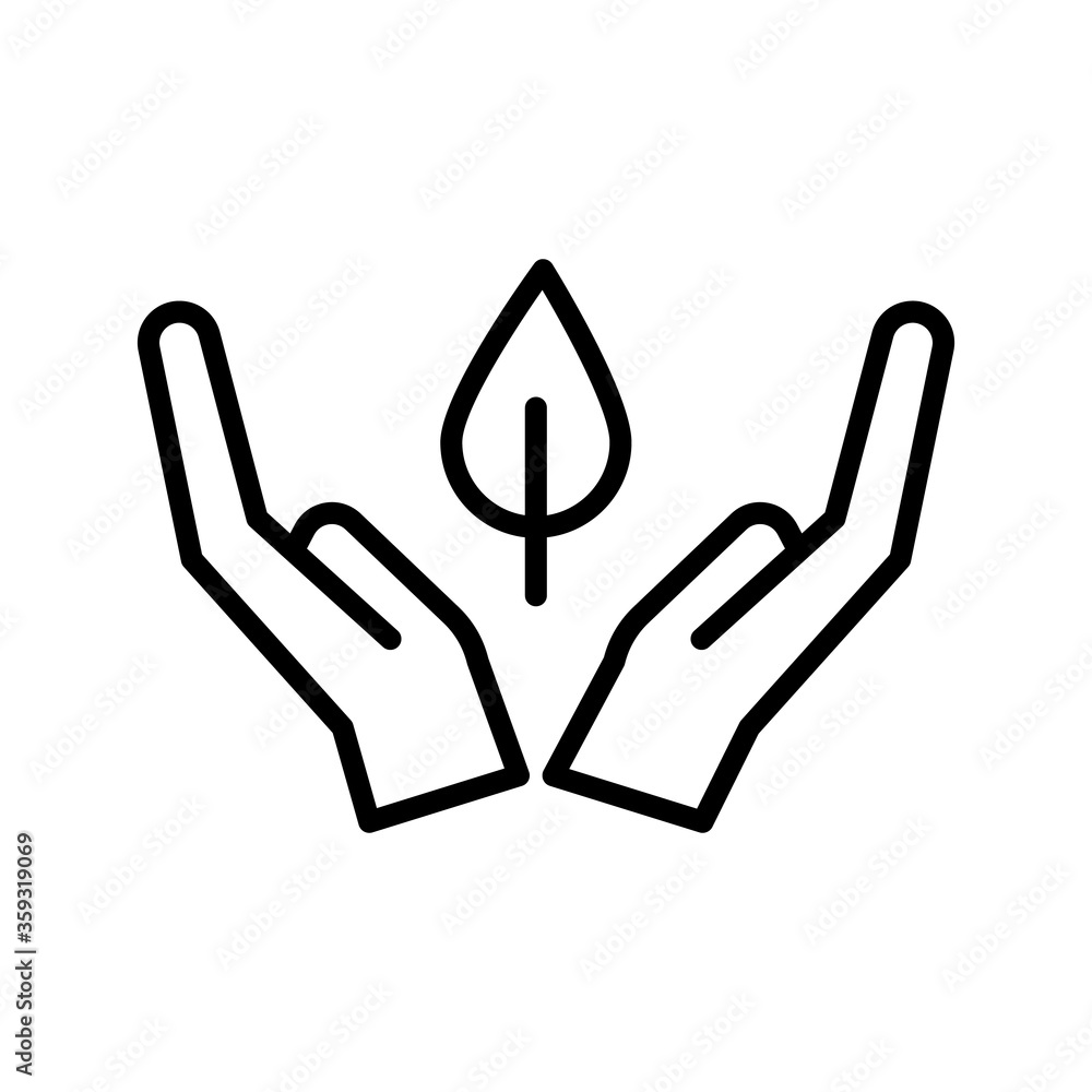Poster hands, leaf icon. simple line, outline vector elements of mother earth day icons for ui and ux, webs