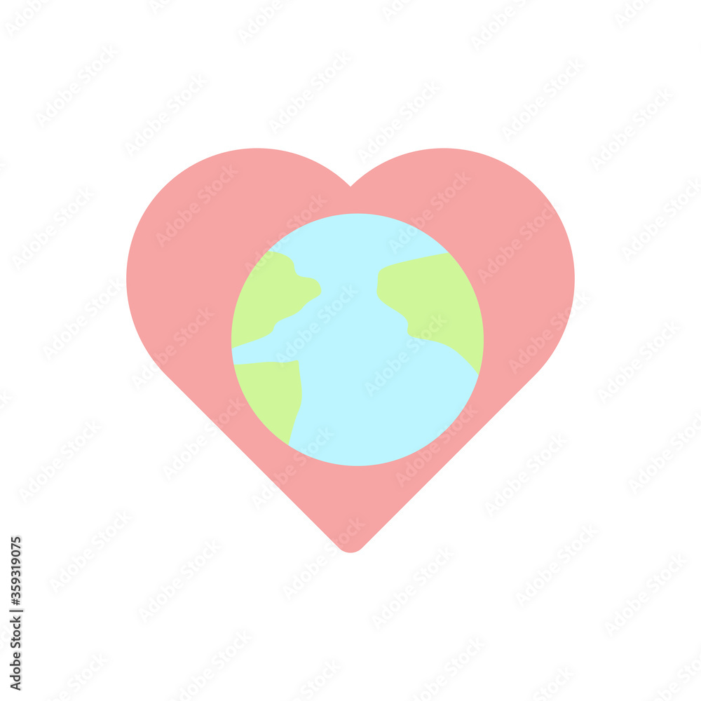 Poster heart, earth icon. simple color vector elements of mother earth day icons for ui and ux, website or 