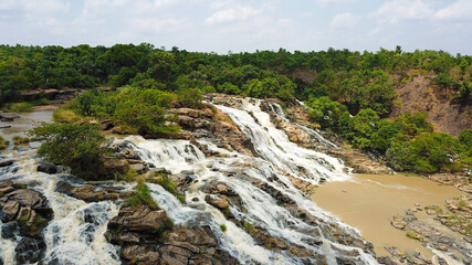 Fototapeta na wymiar Beautiful aerial view of natural water falls in Nigeria