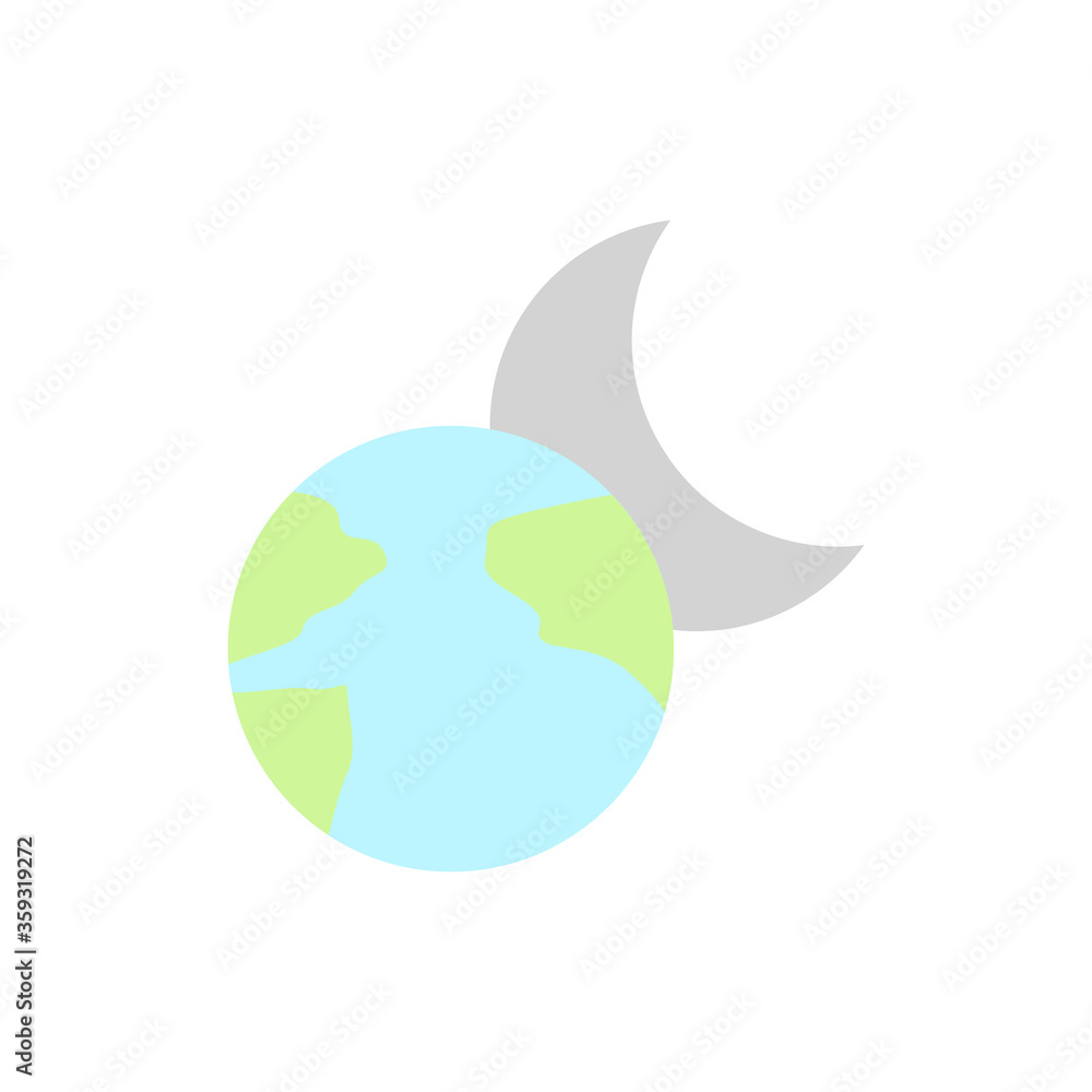 Poster earth, moon icon. simple color vector elements of mother earth day icons for ui and ux, website or m