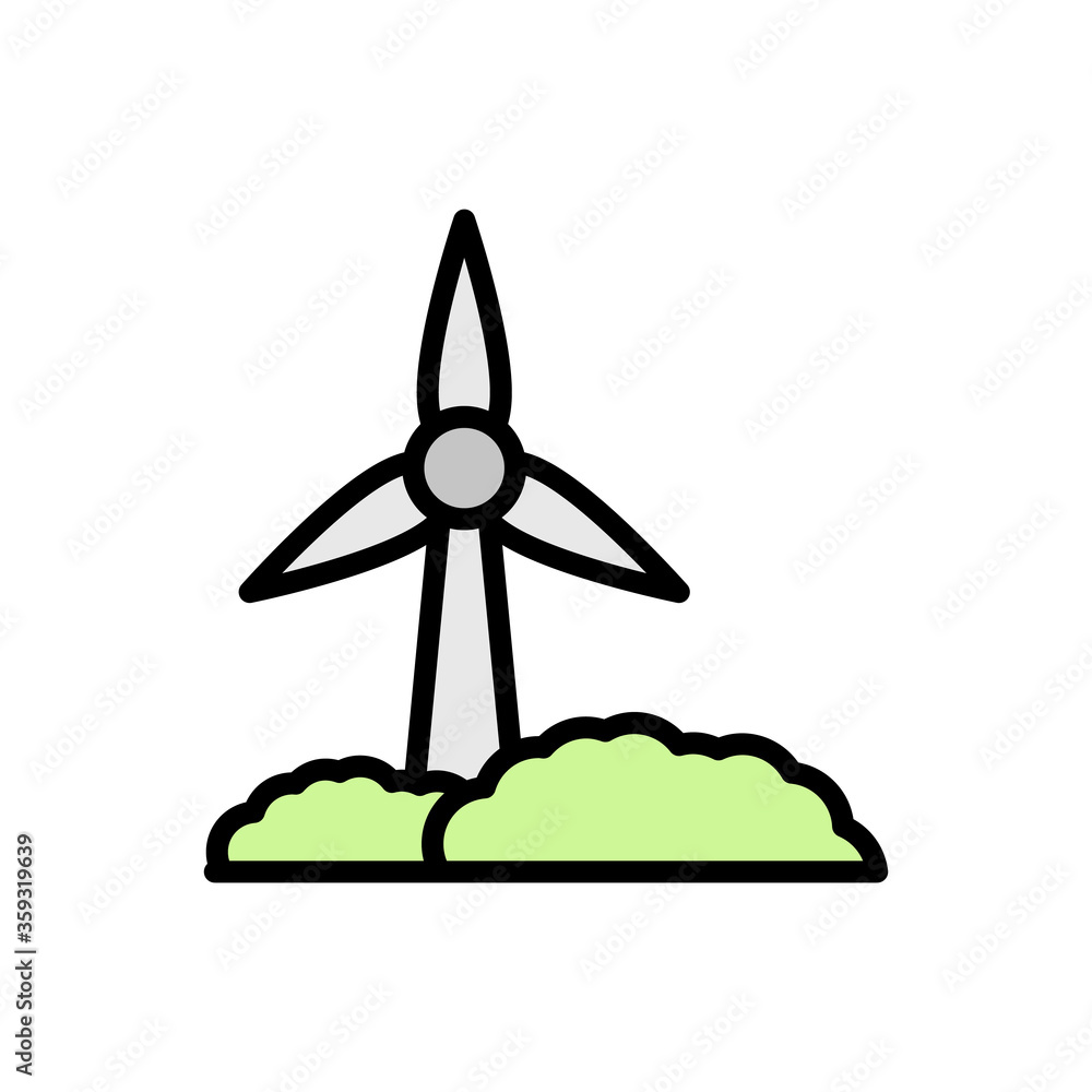 Poster wind farm, bushes icon. simple color with outline vector elements of mother earth day icons for ui a