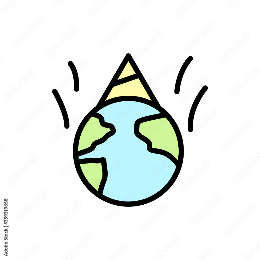 Poster earth, party hat icon. simple color with outline vector elements of mother earth day icons for ui an