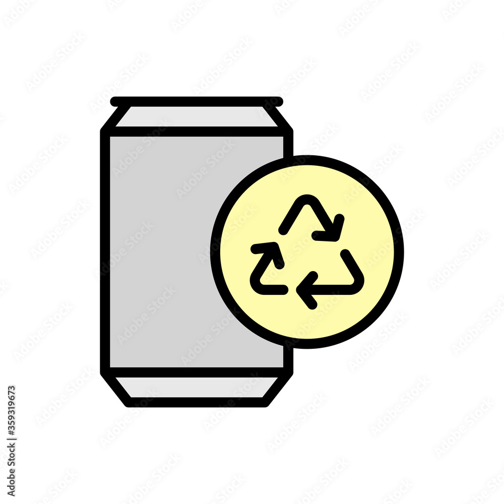 Poster recycling sign, can icon. simple color with outline vector elements of mother earth day icons for ui