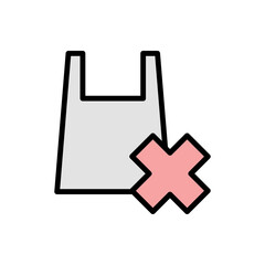 Prohibit, plastic bag icon. Simple color with outline vector elements of mother earth day icons for ui and ux, website or mobile application