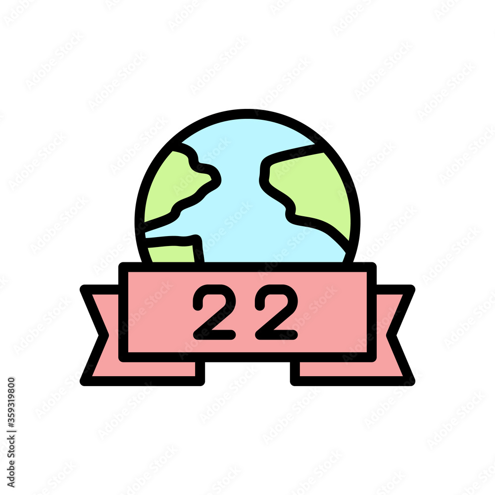 Poster earth, ribbon icon. simple color with outline vector elements of mother earth day icons for ui and u