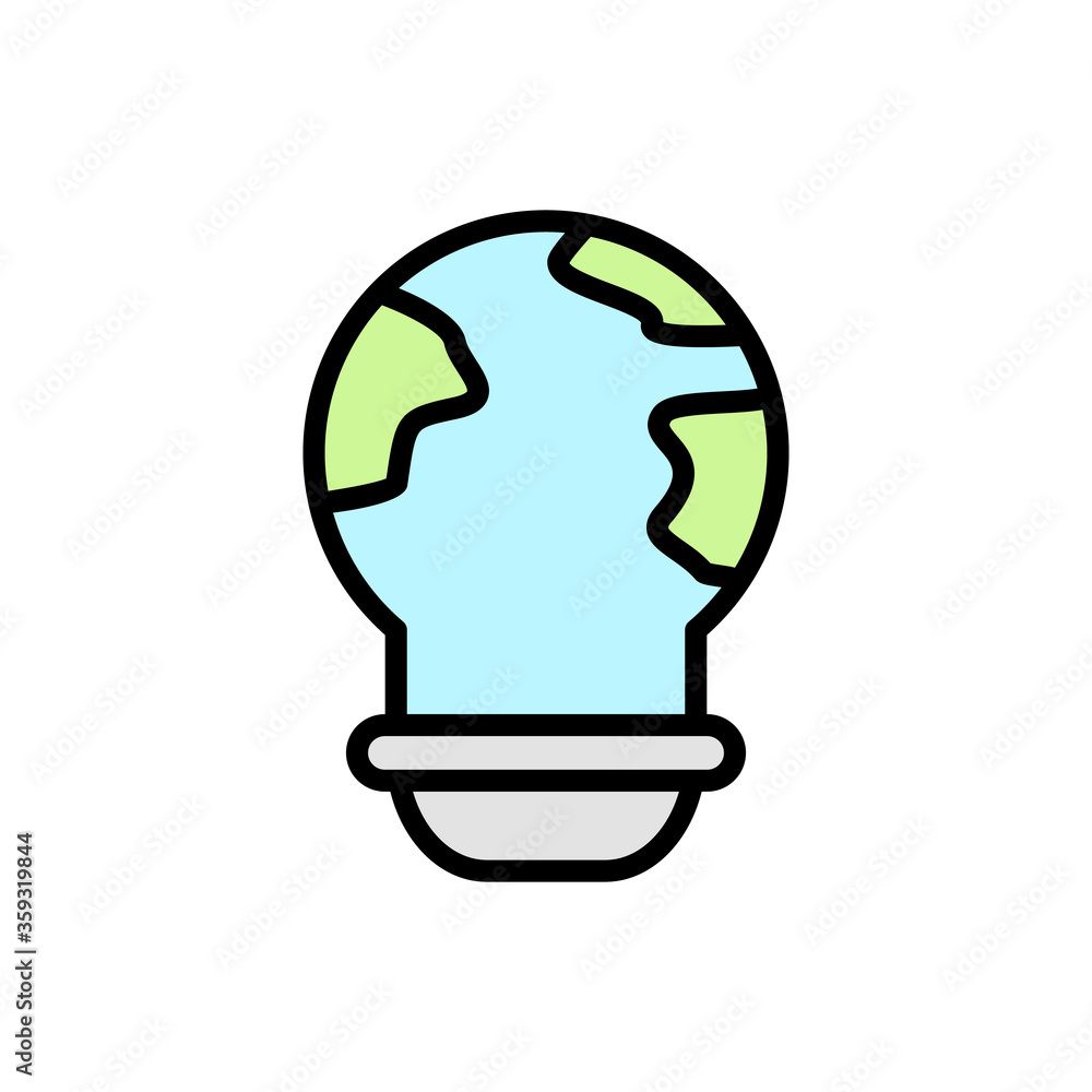 Poster earth, light bulb icon. simple color with outline vector elements of mother earth day icons for ui a