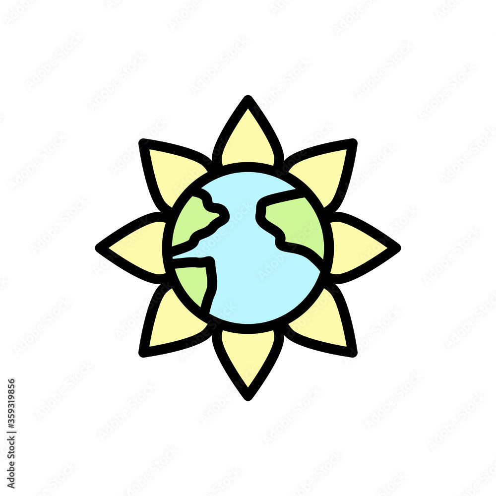 Poster earth, flower icon. simple color with outline vector elements of mother earth day icons for ui and u