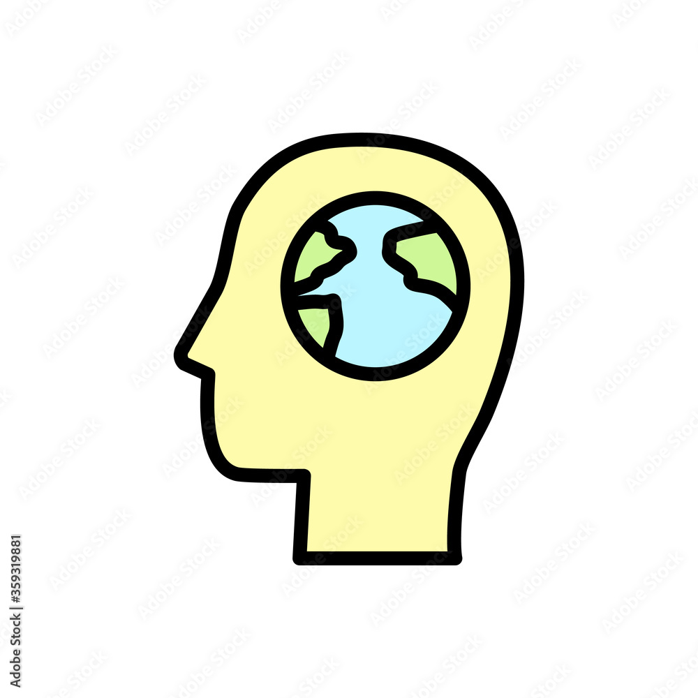 Poster earth, head icon. simple color with outline vector elements of mother earth day icons for ui and ux,