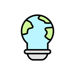 Earth, light bulb icon. Simple color with outline vector elements of mother earth day icons for ui and ux, website or mobile application