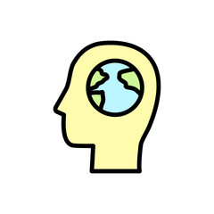 Earth, head icon. Simple color with outline vector elements of mother earth day icons for ui and ux, website or mobile application