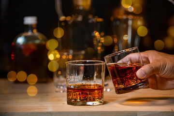 whiskey, for a friendly party in a bar or a restaurant.
